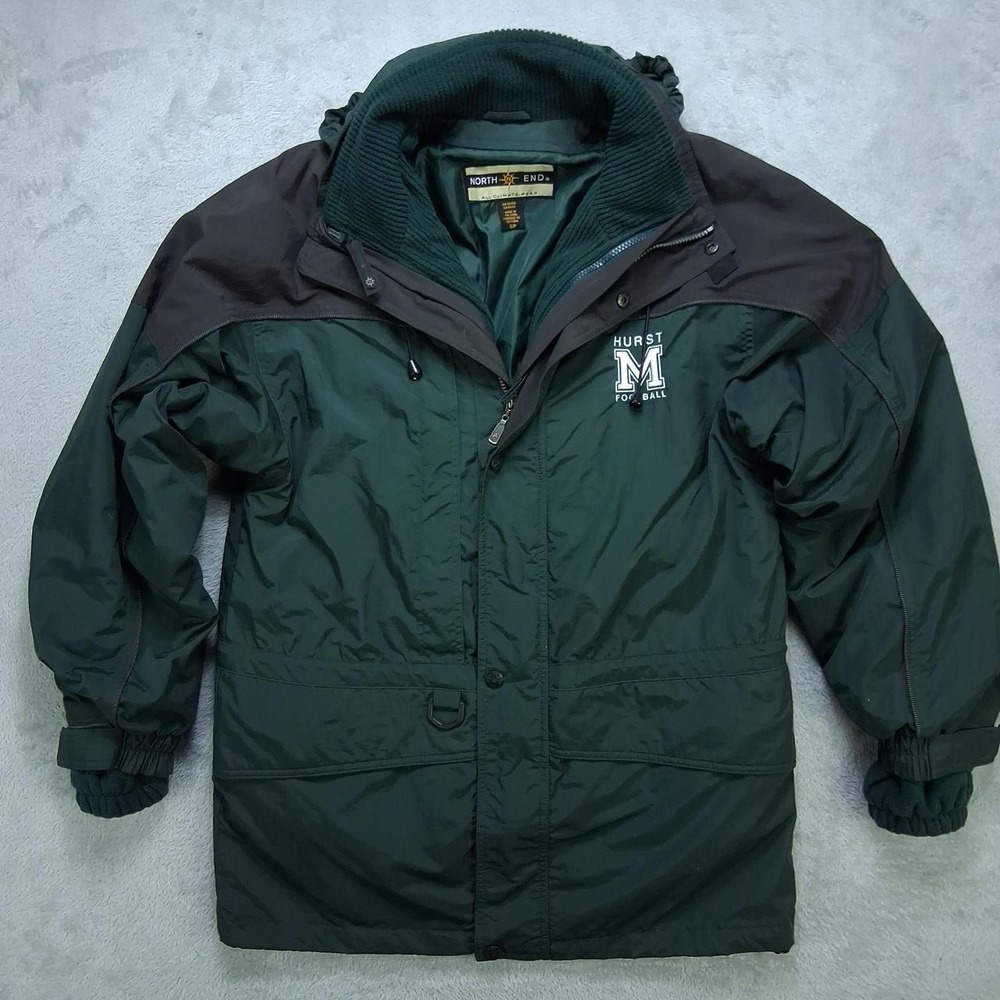 North End Mens Hooded Insulated Winter Parka Jacket Green Hurst Football Small